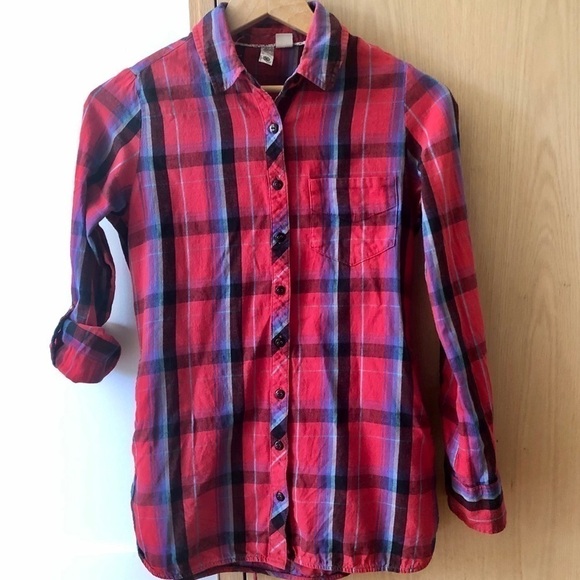 ELEMENT RED  SELF-TIE PLAID SHIRT - S - Picture 3 of 7